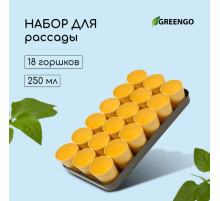Набор для рассады: стаканы по 250 мл (18 шт.), поддон 40×20 см, цвет МИКС, Greengo