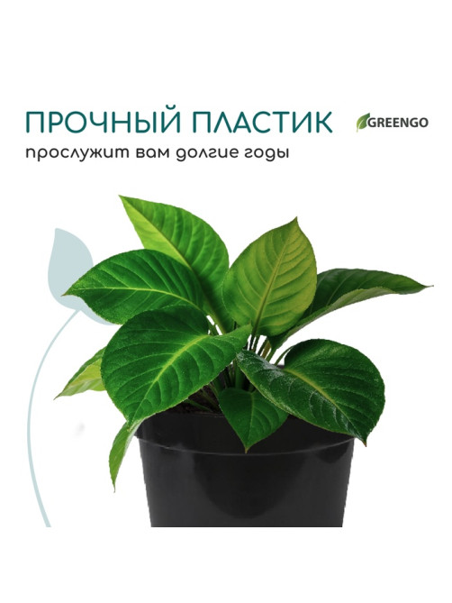 Горшок для рассады, 3 л, d=19 см, h=15 см, пластик, чёрный, Greengo