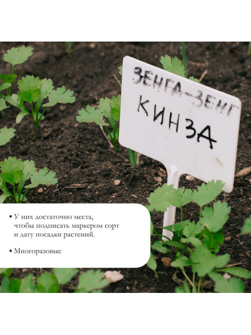Бирки садовые, для маркировки растений, 15 см, набор 10 шт., пластик, белые, Greengo