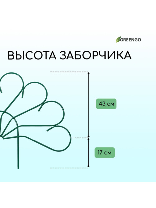 Ограждение декоративное, 62×450 см, 5 секций, металл, зелёное, «Павлин-2», Greengo