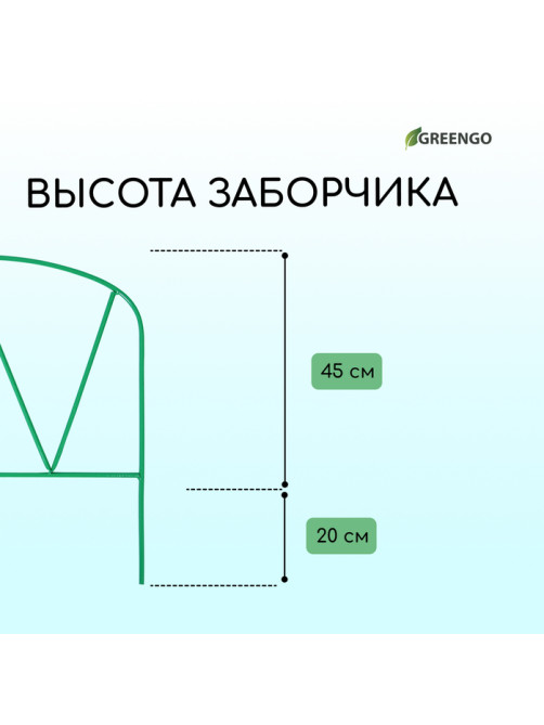 Ограждение декоративное, 65×325 см, 5 секций, металл, зелёное, «Арена», Greengo