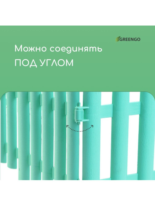 Ограждение декоративное, 30×300 см, 5 секций, пластик, бирюзовое, Greengo