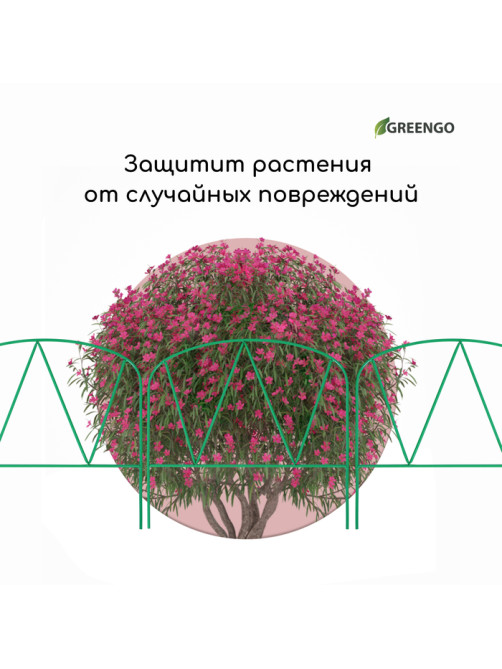 Ограждение декоративное, 65×325 см, 5 секций, металл, зелёное, «Арена», Greengo