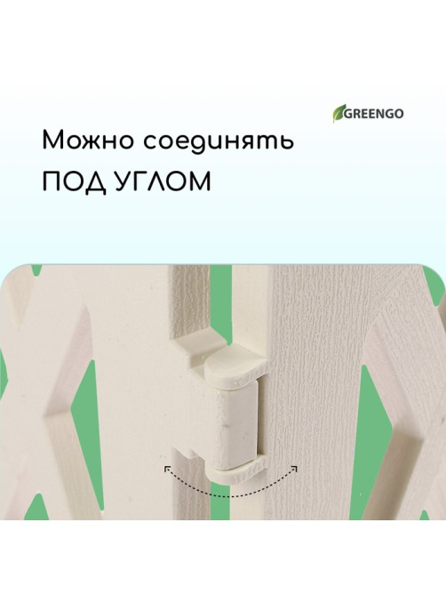 Ограждение декоративное, 35×232 см, 4 секции, пластик, белое, MODERN, Greengo