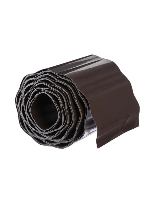 Лента бордюрная, 20 см×9 м, толщина 0.6 мм, пластиковая, гофра, тёмно-коричневая, Greengo