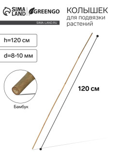 Колышек для подвязки растений, h=120 см, d=8-10 мм, бамбук, Greengo