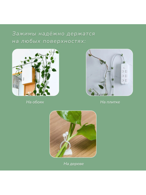 Крепления для вьющихся растений, самоклеящиеся, d=15 мм, цвет МИКС, Greengo
