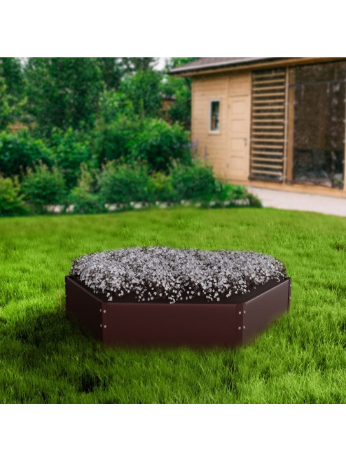 Клумба оцинкованная, d=60 см, высота бортика 15 см, коричневая, Greengo