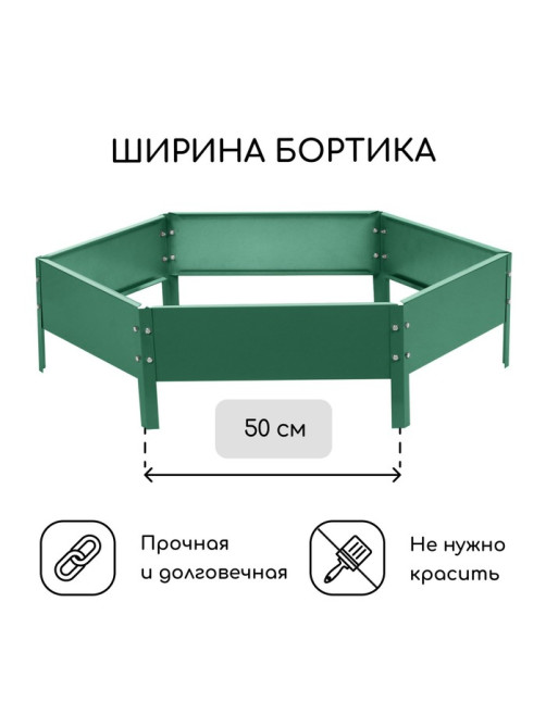 Клумба оцинкованная, d=100 см, высота бортика 15 см, зелёная, Greengo
