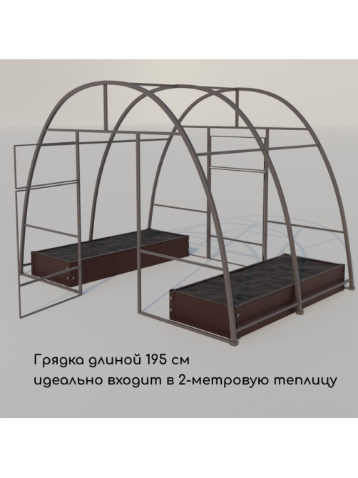 Грядка оцинкованная, 195×70×15 см, коричневая, Greengo