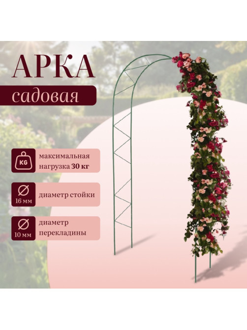 Арка садовая, 240×125×36.5 см, для вьющихся растений, металлическая, зелёная, «Ёлочка», Greengo