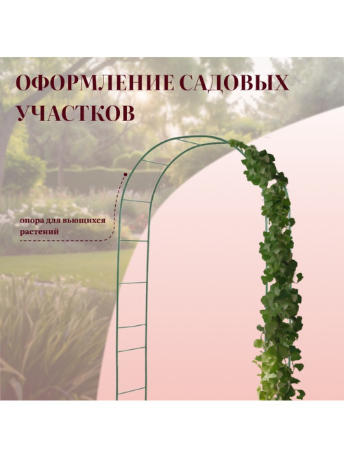 Арка садовая, 240×125×36.5 см, для вьющихся растений, металлическая, зелёная, Greengo
