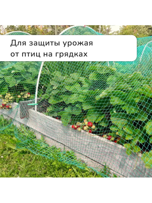 Сетка садовая, мягкая, 5×2 м, ячейка 15×15 мм, от птиц, Greengo