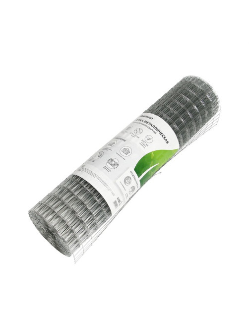 Сетка оцинкованная, сварная, 10×0.5 м, ячейка 12.5×25 мм, d=0.7 мм, Greengo