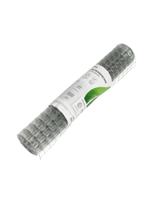 Сетка оцинкованная, сварная, 5×0.5 м, ячейка 25×25 мм, d=0.7 мм, Greengo