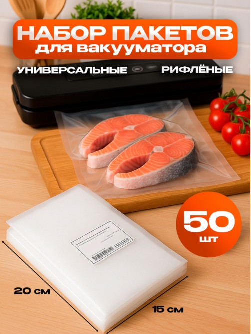 Набор пакетов для вакууматора, универсальные, 50 шт. 15×20 см