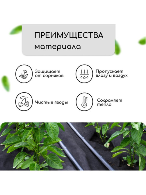 Материал мульчирующий, 10×1.6 м, плотность 60 г/м², спанбонд с УФ-стабилизатором, чёрный, Greengo, Эконом 30%