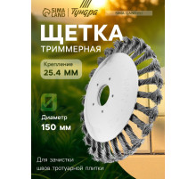 Щетка триммерная ТУНДРА, 150×25.4 мм, для зачистки швов тротуарной плитки