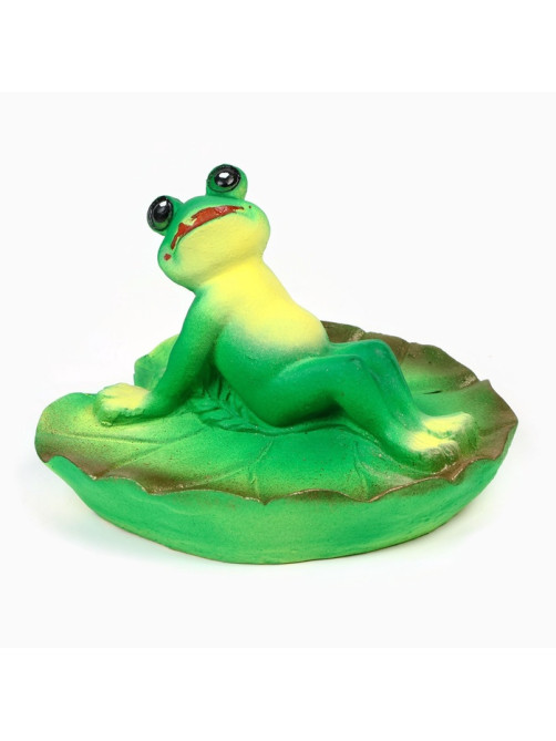 Садовая фигура из полистоуна «Лягушка загорает», 13.5×12.5×9.5 см