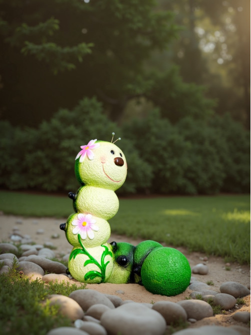 Садовая фигура из полистоуна «Гусеница-Красотка», 22×14×19 см