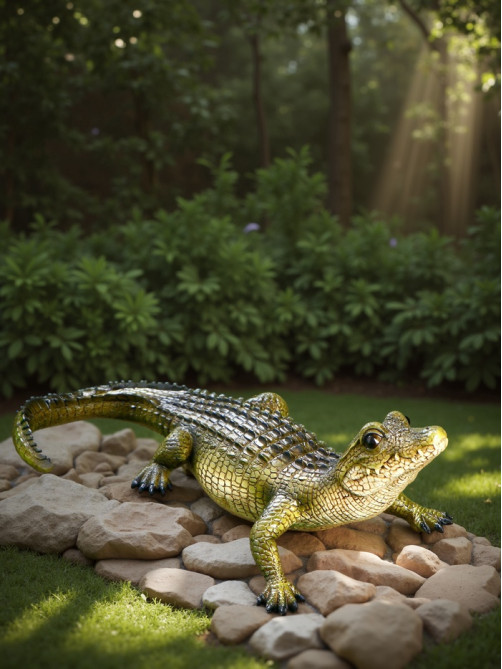 Садовая фигура из полистоуна «Кайман», 12.5×34×18 см