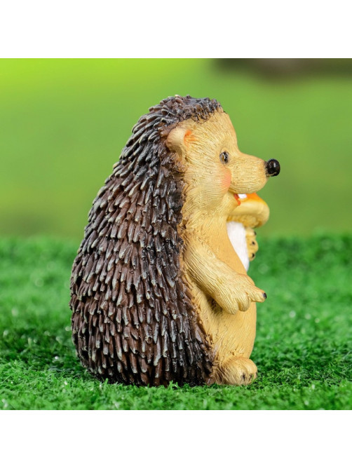 Садовая фигура из полистоуна «Ежик с мухомором», 11×9×8.5 см