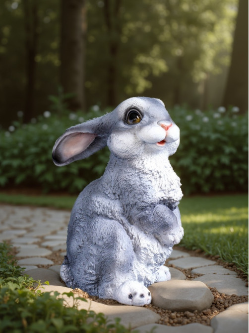 Садовая фигура из полистоуна «Зайка-лапочка», 24×18×17 см