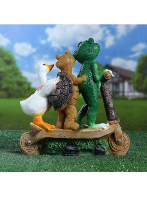 Садовая фигура из полистоуна «Зверюшки на самокате», 30×10.5×28 см