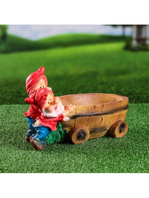 Садовая фигура из гипса «Два гнома с телегой», 19.5×32×17.5 см