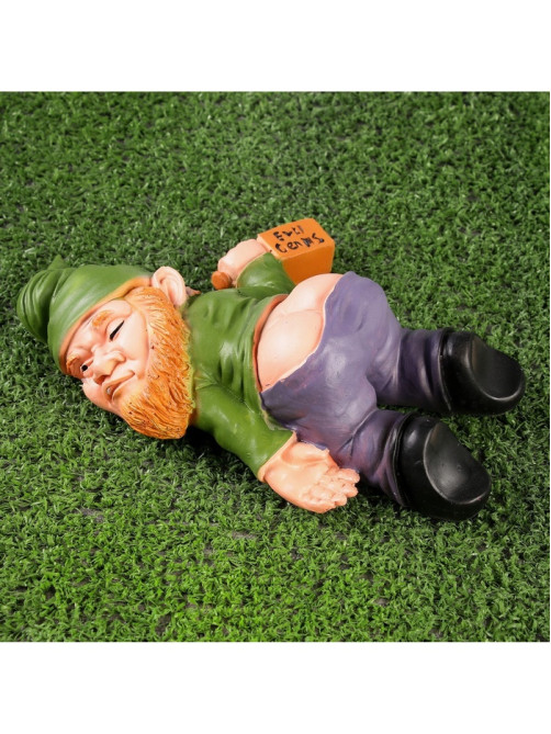 Садовая фигура из полистоуна «Гном спящий-пьяный», 23×16×7 см