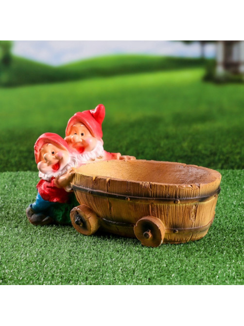 Садовая фигура из гипса «Два гнома с телегой», 19.5×32×17.5 см