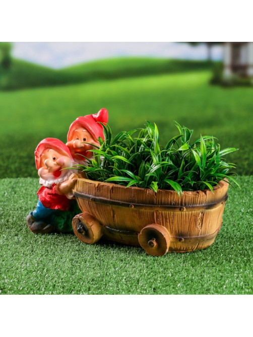 Садовая фигура из гипса «Два гнома с телегой», 19.5×32×17.5 см