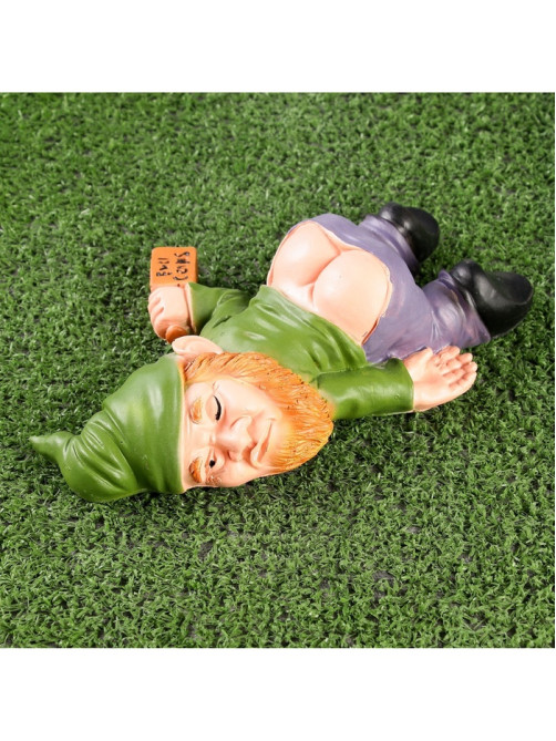 Садовая фигура из полистоуна «Гном спящий-пьяный», 23×16×7 см