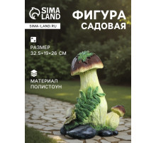 Садовая фигура из полистоуна «Гриб с ягодой и улиткой», 32.5×19×26 см