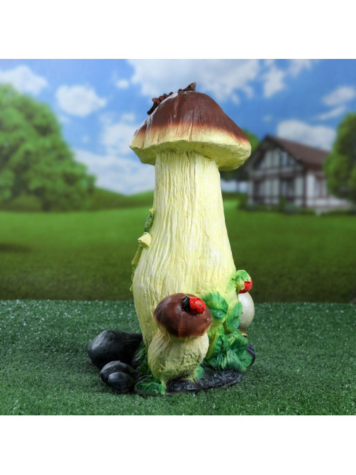 Садовая фигура из полистоуна «Гриб с ягодой и улиткой», 32.5×19×26 см