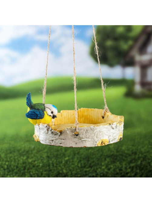Садовая фигура из гипса «Кормушка с птичкой», подвесная, 17×17×8 см