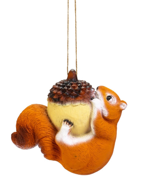 Садовая фигура из полистоуна, «Белка на жёлуде», подвесная, 17×17×8 см