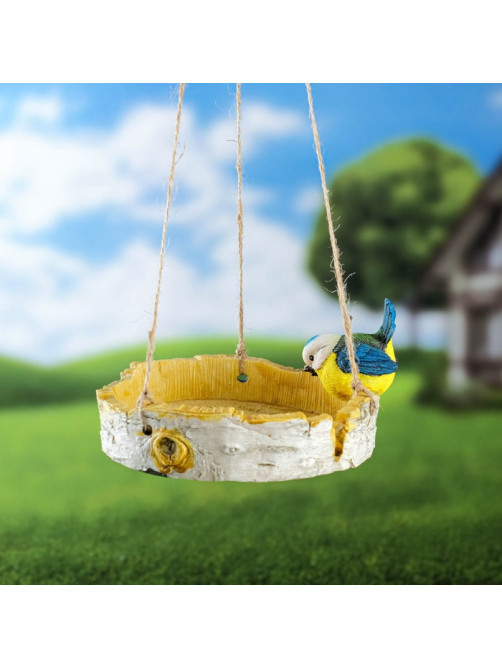 Садовая фигура из гипса «Кормушка с птичкой», подвесная, 17×17×8 см
