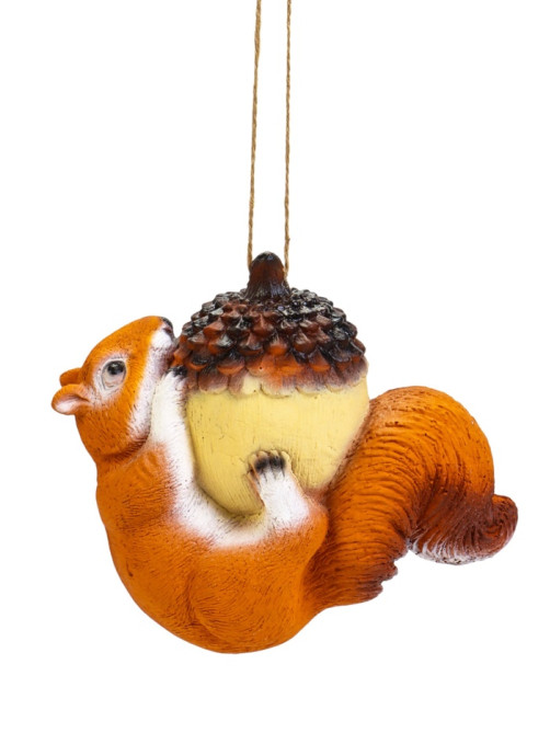 Садовая фигура из полистоуна, «Белка на жёлуде», подвесная, 17×17×8 см