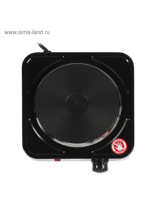 Плитка электрическая Luazon LHP-002, 1 конфорка, 1000 Вт, нагреватель диск, чёрная