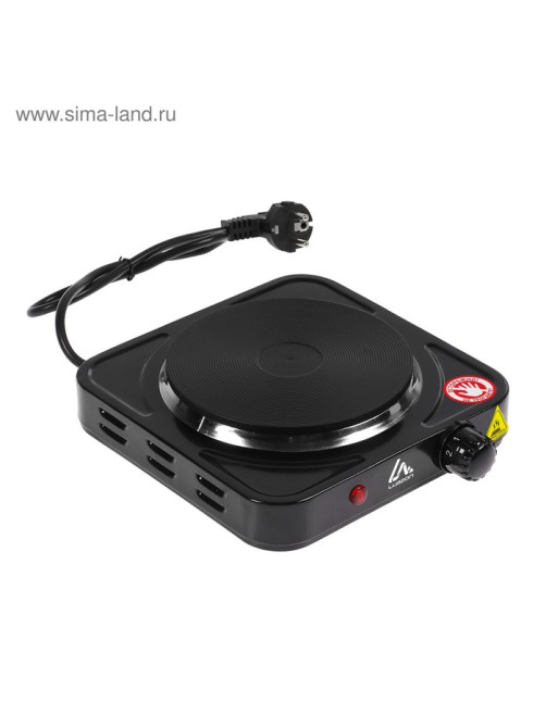 Плитка электрическая Luazon LHP-002, 1 конфорка, 1000 Вт, нагреватель диск, чёрная