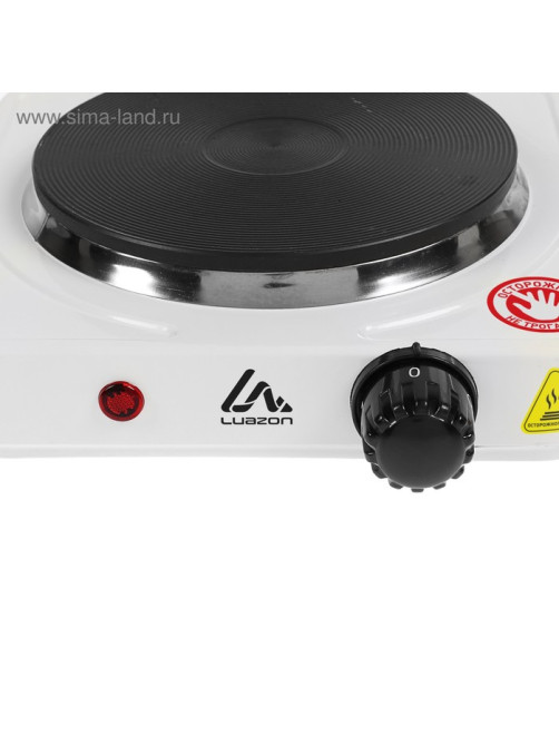 Плитка электрическая Luazon LHP-002, 1 конфорка, 1000 Вт, нагреватель диск, белая