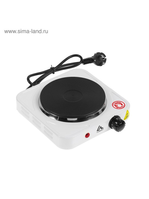 Плитка электрическая Luazon LHP-002, 1 конфорка, 1000 Вт, нагреватель диск, белая
