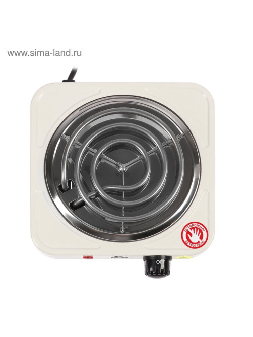 Плитка электрическая Luazon LHP-001, 1 конфорка, 1000 Вт, нагреватель спираль, белая