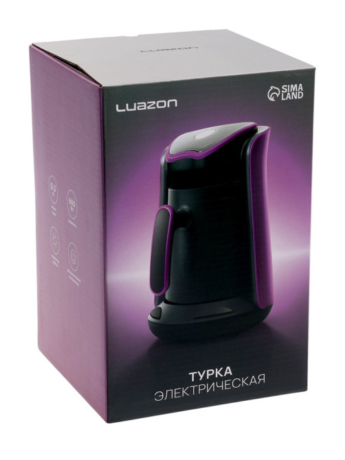 Турка электрическая Luazon LTE-602, 600 Вт, 300 мл, автоотключение, сиреневая