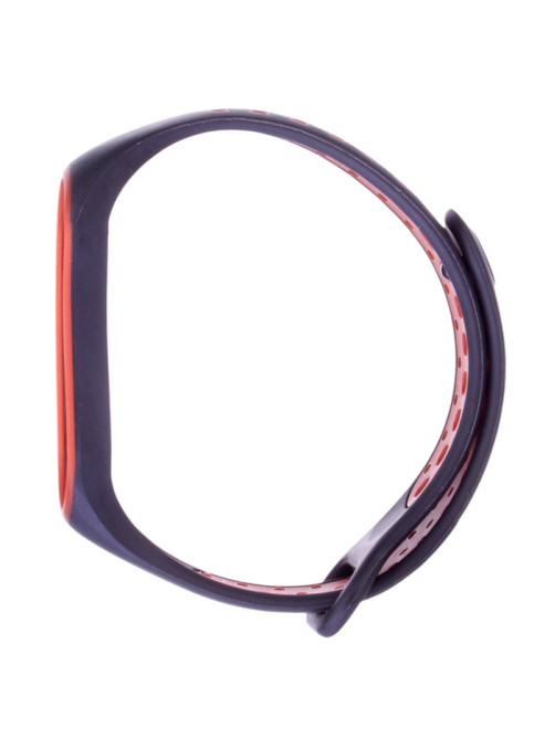 Ремешок для фитнес-браслета Mi Band 5/6/7 Luazon, с перфорацией, чёрный, красный