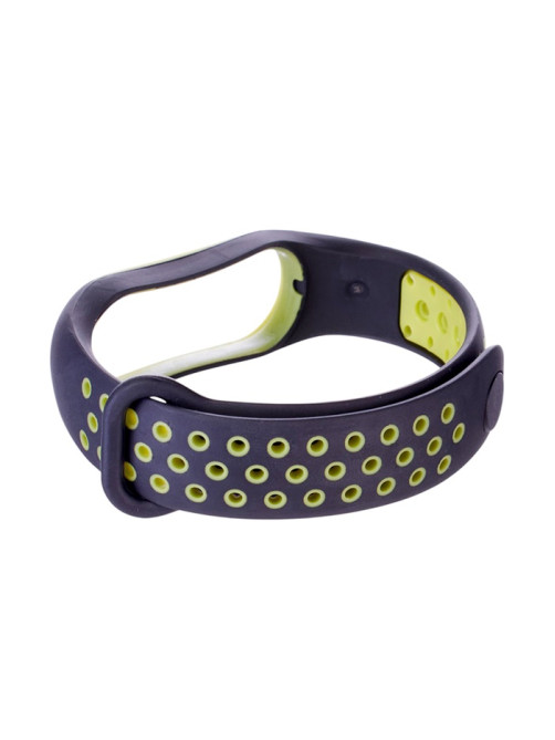 Ремешок для фитнес-браслета Mi Band 5/6/7 Luazon, с перфорацией, чёрный, зелёный