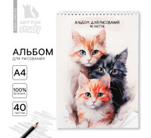 Альбом для рисования 40 листов на пружине А4 «Три котика»