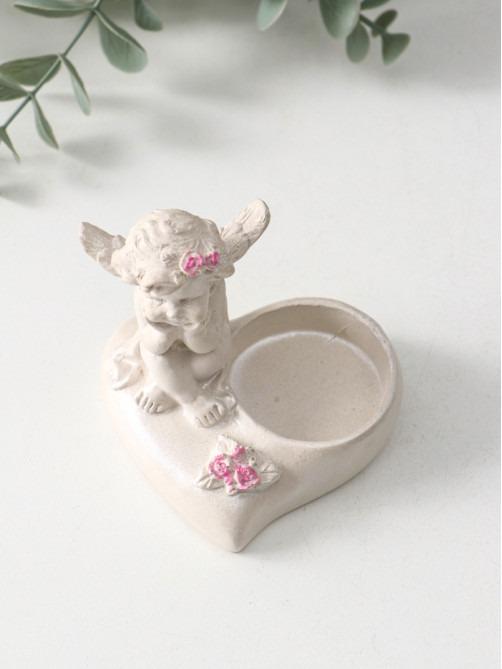Фигурка - подсвечник на 1 свечу «Ангел на сердце», 8×7×7.5 см, перламутр