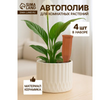 Автополив для комнатных растений «Терракот», 17.4×4.8 см, керамика, набор 4 шт.